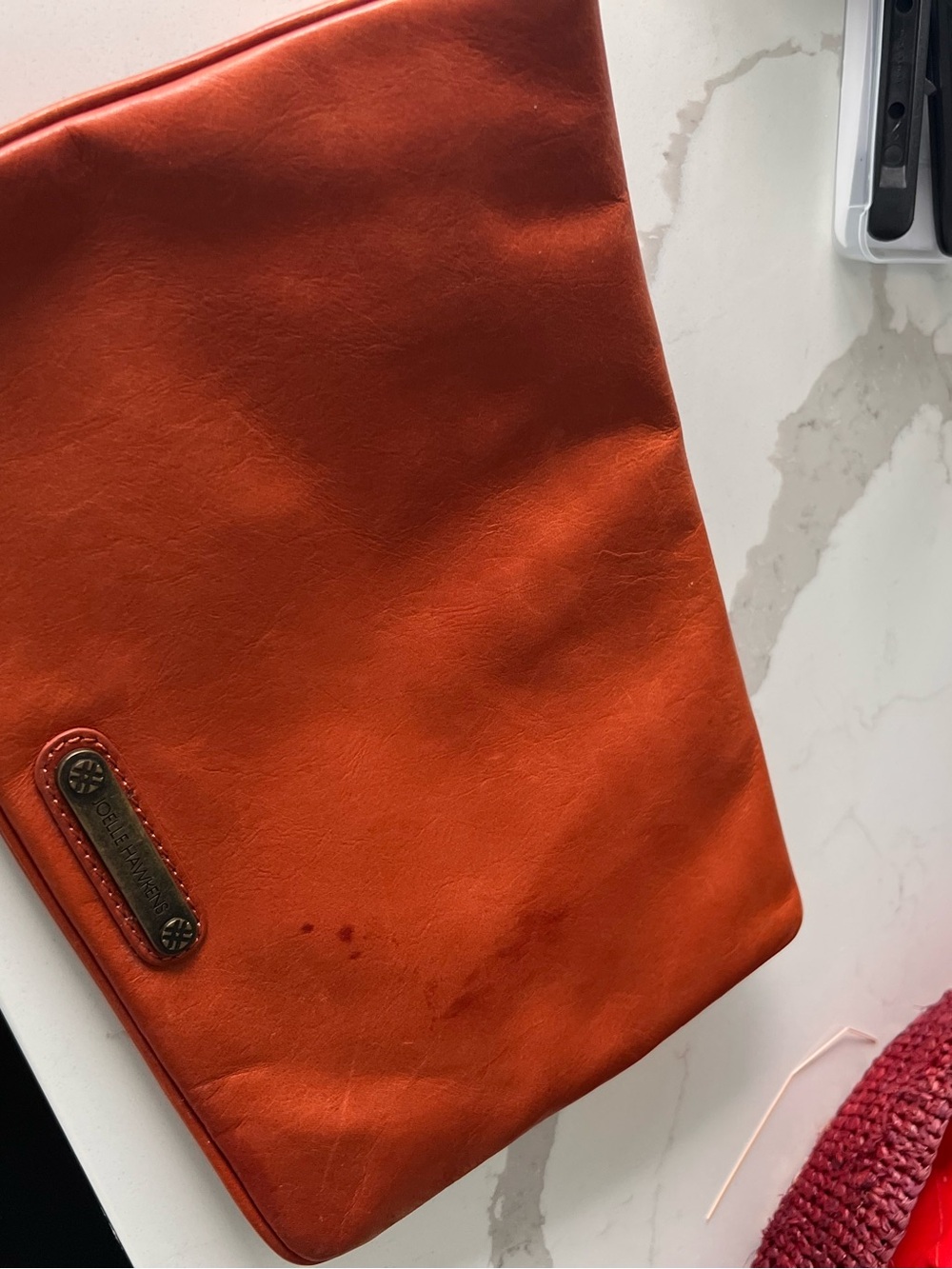 Orange Leather Clutch Bag - Unbranded